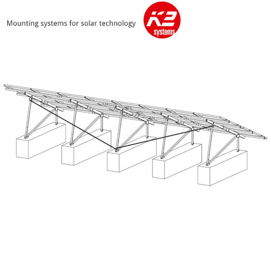 K2 P-Rack System for 16 panels - HIGH wind load 1.3kN/m²